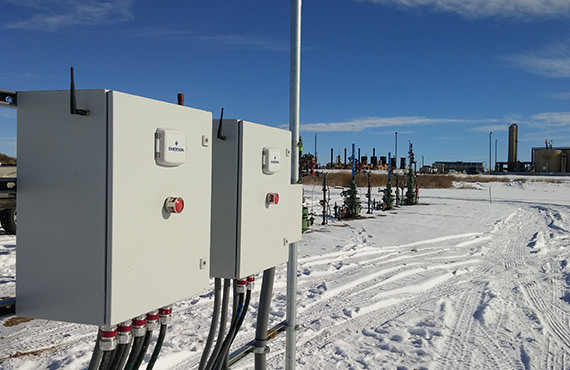 Traditional wired communications between the wellhead and other parts of the wellpad are costly, take time to set up, and make it difficult to make changes to the site with changes in production. ​