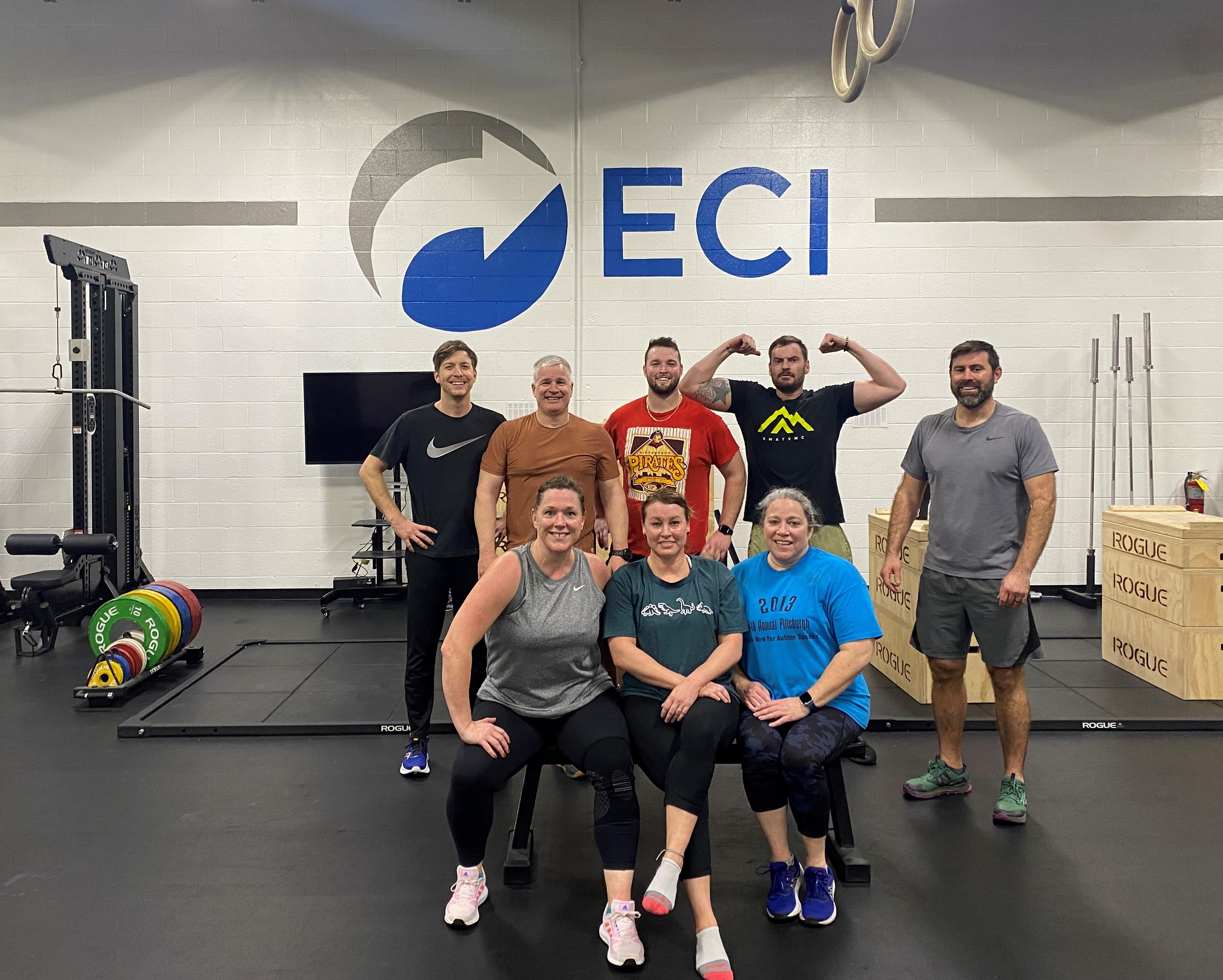 ECI employees participating in onsite wellness class