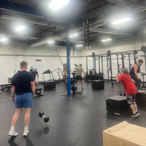 ECI Employees workout in onsite classes in wellness center
